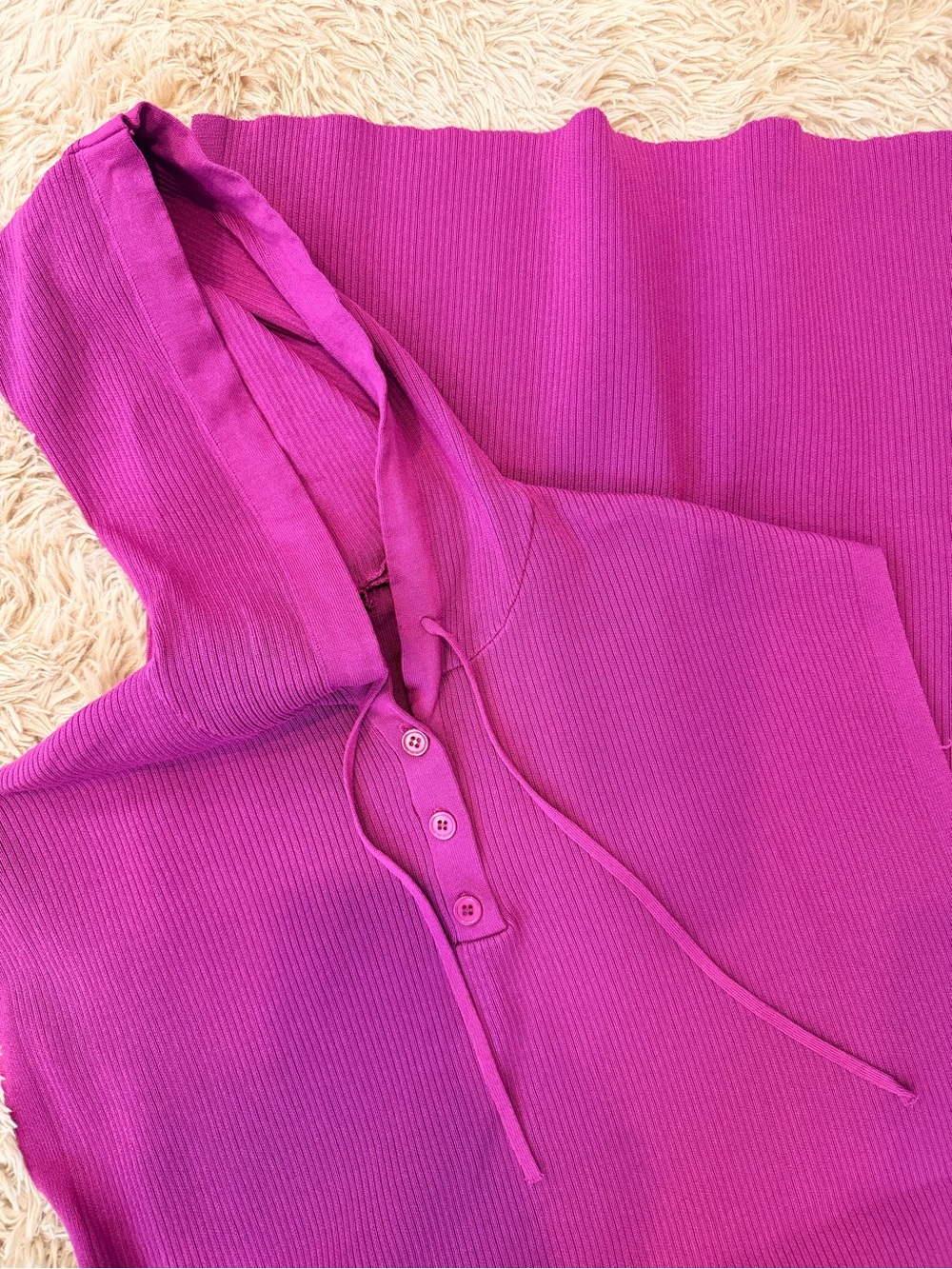 Magenta Ribbed Hooded Dress - Picture 2 of 4